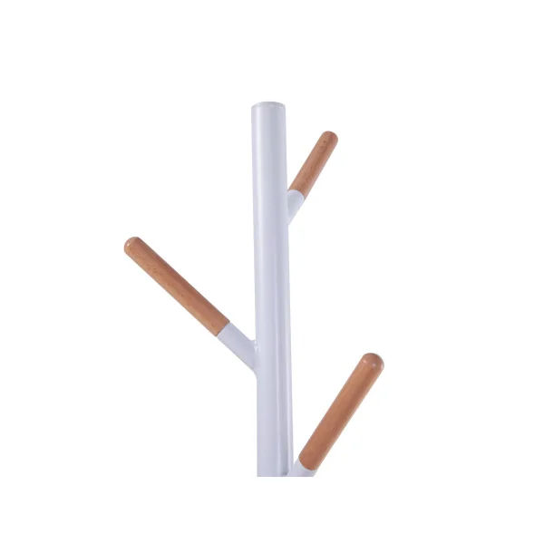 Portemanteau Moderne en Acier Blanc Finition Bois Design 37 x 172 cm