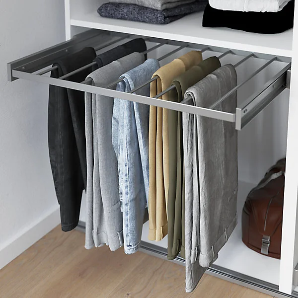 Porte-pantalons coulissant en acier gris 8 barres GoodHome Atomia L.71,4 x P. 51 cm