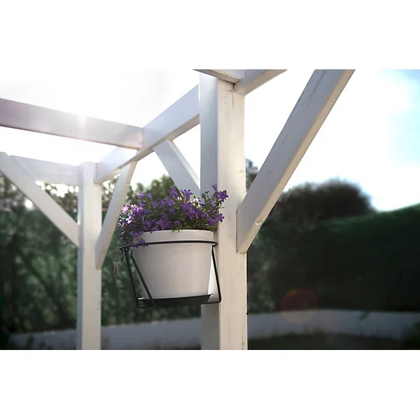 Porte-pot soucoupe mural acier gris anthracite 16-18 cm