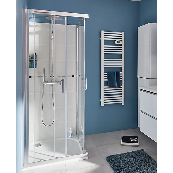 Portes de douche angle droit Cooke & Lewis Onega transparent 80 x 80 cm