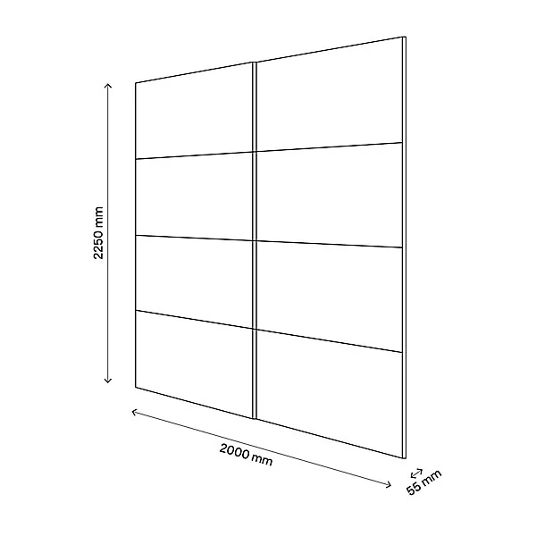 Portes de placard coulissantes 2 vantaux panneaux blancs et effet chêne GoodHome Atomia H. 225 x L. 200 x ép. 5,5 cm