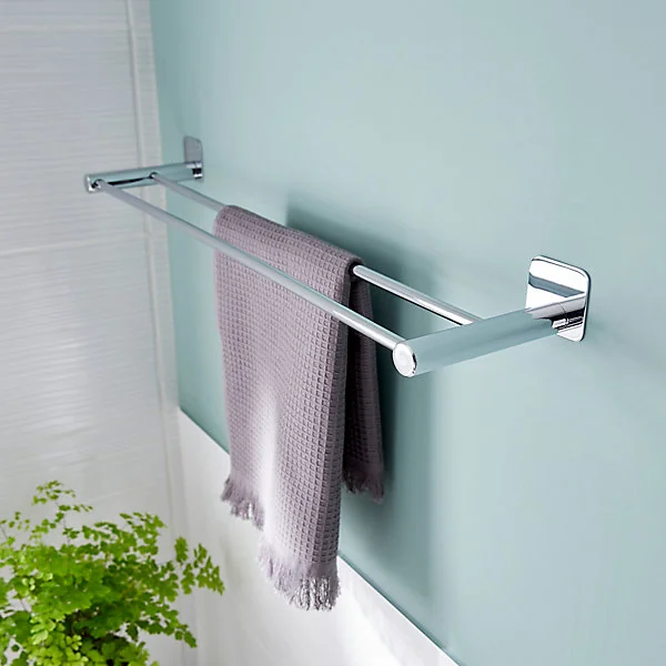 Porte-serviettes 2 barres Koros acier chromé GoodHome 60 cm