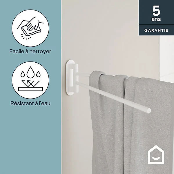 Porte-serviettes pivotant mural en acier inoxydable blanc Cavally GoodHome