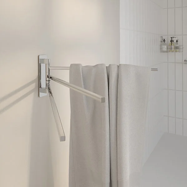 Porte-serviettes pivotant mural en acier inoxydable chromé Teesta GoodHome