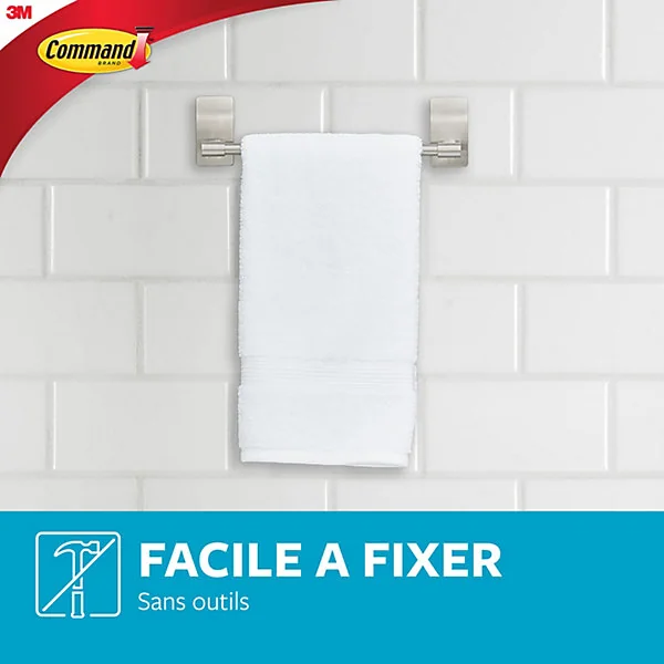 Porte-serviettes à coller chromé 30 cm Command