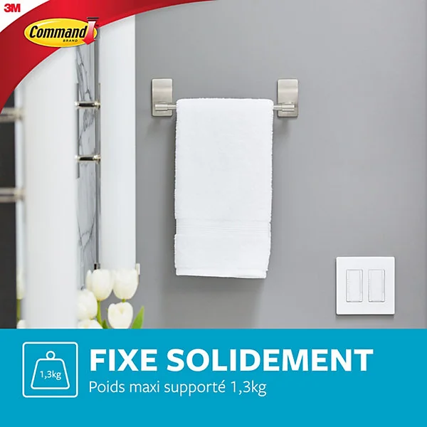 Porte-serviettes à coller chromé 30 cm Command