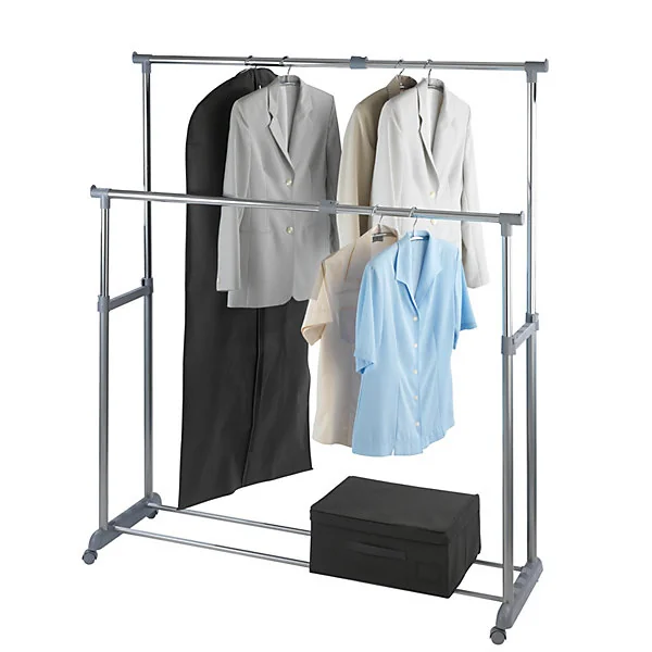 Porte-vêtement double extensible H. 168 cm x L. 163 cm Wenko gris