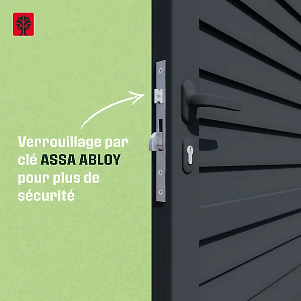 Portillon aluminium gris persienné l.100 x H.163cm Klikstrom Neva