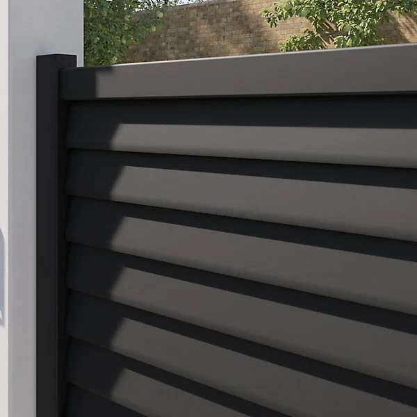 Portillon aluminium gris persienné l.100 x H.163cm Klikstrom Neva