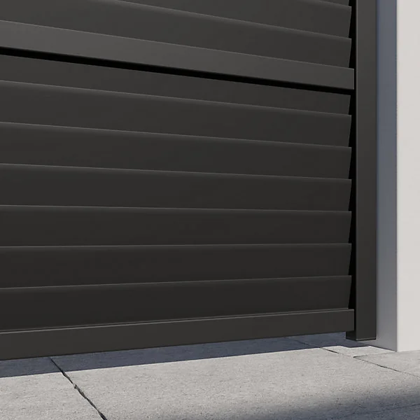 Portillon aluminium gris persienné l.100 x H.163cm Klikstrom Neva