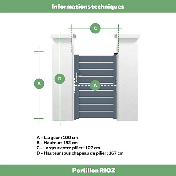 Portillon aluminium Rioz 100X155cm Jardimat