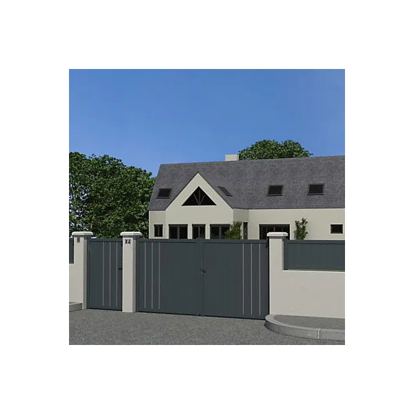 Portillon aluminium Vallois gris 7016 sablé - 100 x h.160 cm