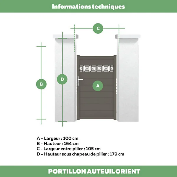 Portillon auteuil orient 100x163,7 cm Gris beige 7006 Jardimat