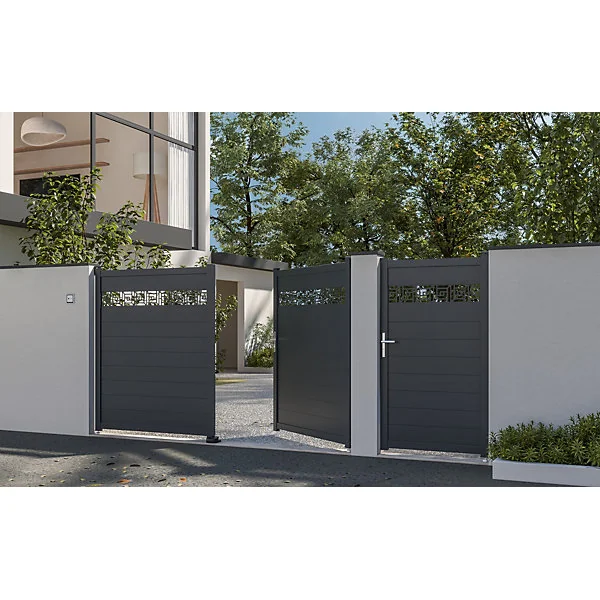 Portillon auteuil orient 100x179,6 cm Gris anthracite 7016 Jardimat
