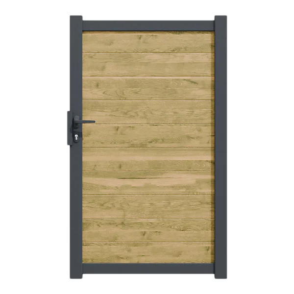 Portillon battant Neva aluminium effet bois l.100 x H.168 cm Klikstrom