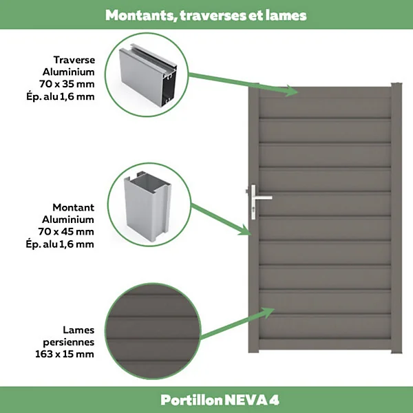 Portillon cesson 100x176 cm Gris taupe 2900 Jardimat
