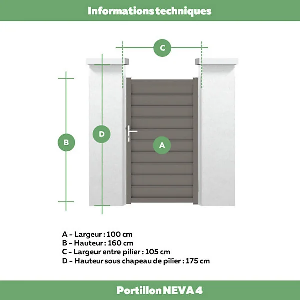 Portillon cesson 100x176 cm Gris taupe 2900 Jardimat
