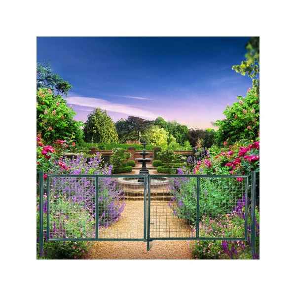 Portillon de Jardin Vert Double Portillon de Clôture Maille Soudée 150x230 cm