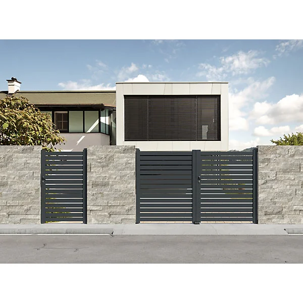 Portillon en aluminium Crozon gris - 100 x h.160 cm