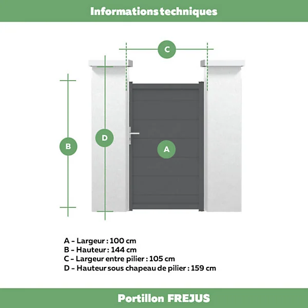 Portillon frejus 100x168,3 cm Gris 7037 Jardimat
