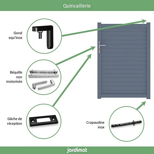 Portillon Jardimat aluminium Courtrai gris 7016 - 100 x h.146 cm
