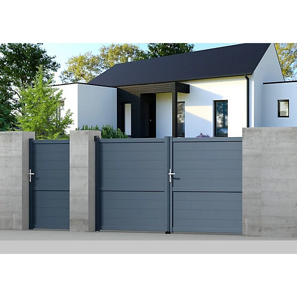 Portillon Jardimat aluminium Perth gris anthracite - 100 x h.166 cm