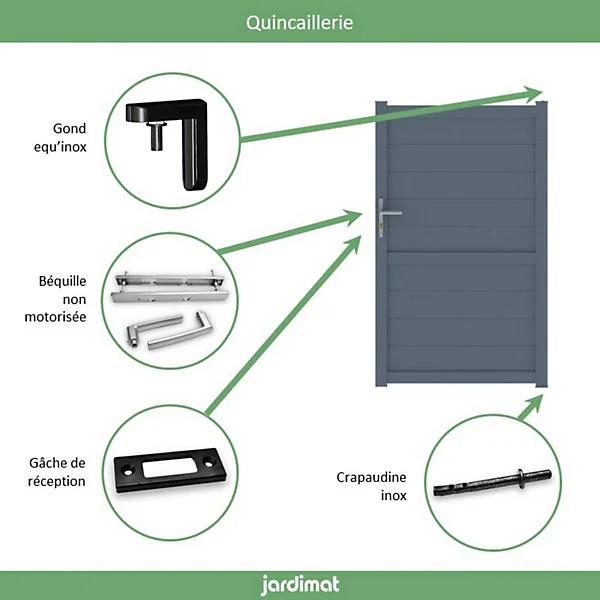 Portillon Jardimat aluminium Perth gris anthracite - 100 x h.166 cm