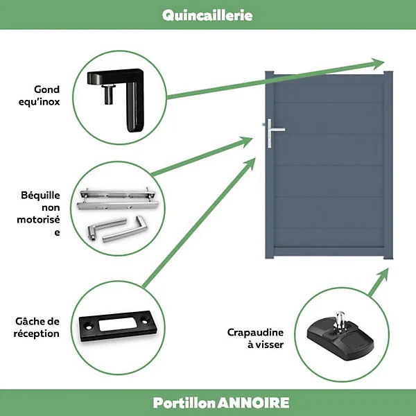 Portillon Jardimat battant aluminium Frejus gris anthracite - 100 x h.145 cm