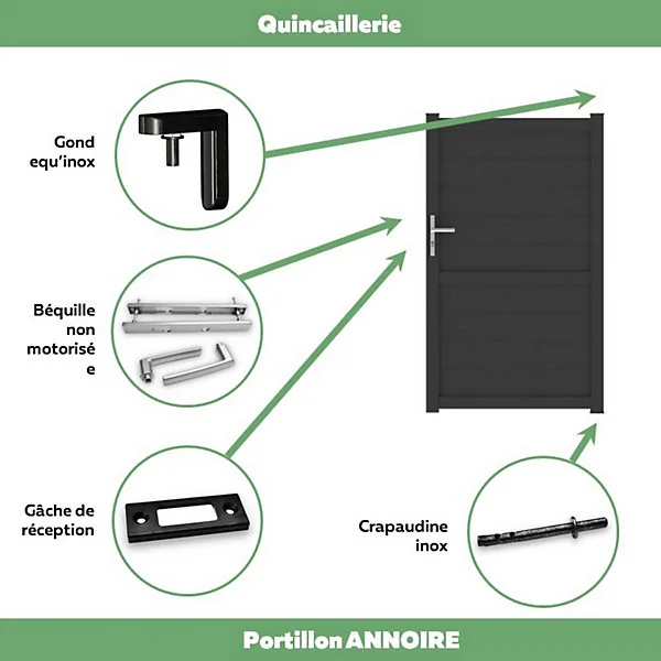 Portillon Jardimat battant aluminium Perth noir - 100 x h.166 cm