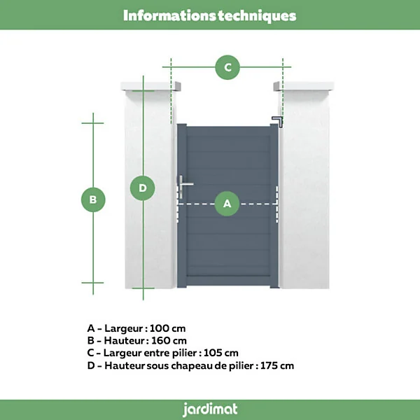 Portillon lausanne floral 100x160 cm Gris anthracite 7016 Jardimat