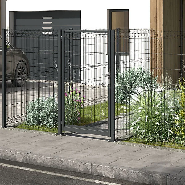 Portillon pour cloture grillagée Axyle noir H.150 cm