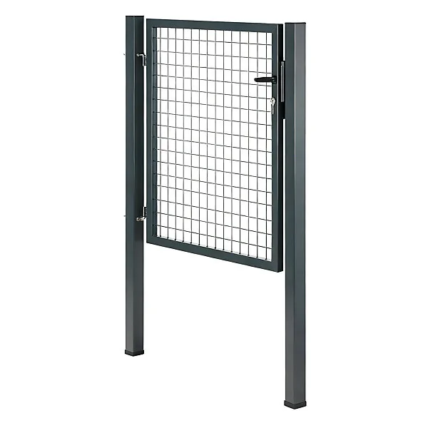 Portillon pour clôture grillagée à poteaux carrés Blooma gris 100 x h.100 cm