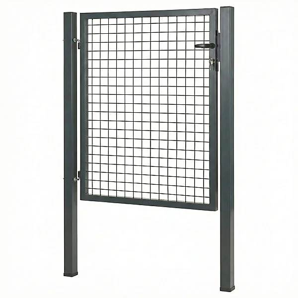 Portillon pour clôture grillagée à poteaux carrés Blooma gris 100 x h.120 cm