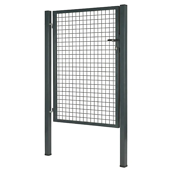 Portillon pour clôture grillagée à poteaux carrés Blooma gris 100 x h.150 cm