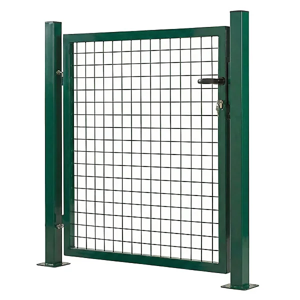 Portillon pour clôture grillagée à poteaux carrés sur platines Blooma vert 100 x h.100 cm