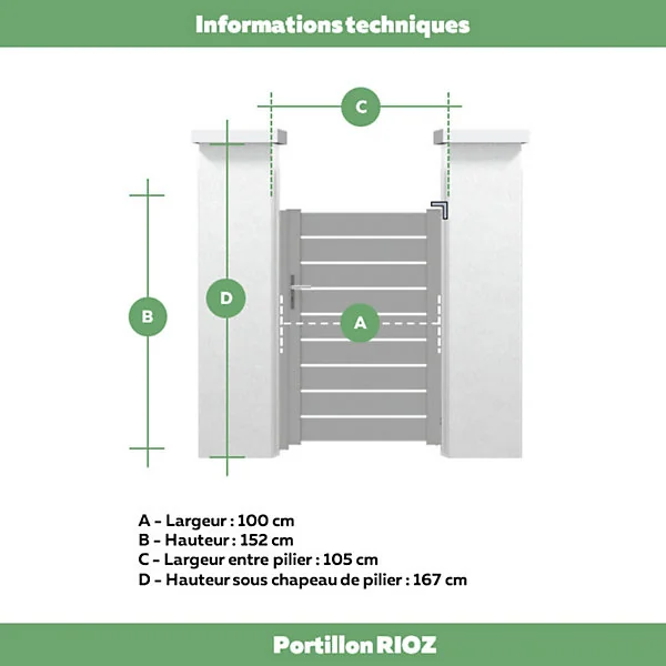 Portillon rioz 100x152 cm Blanc 9016 Jardimat