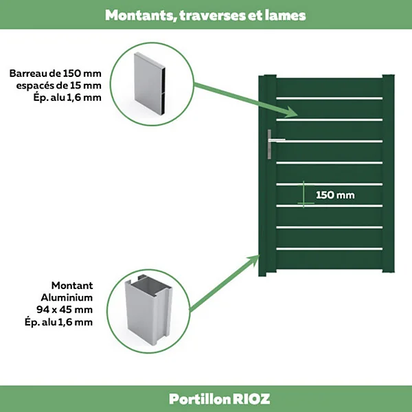 Portillon rioz 100x152 cm Vert mousse 6005 Jardimat