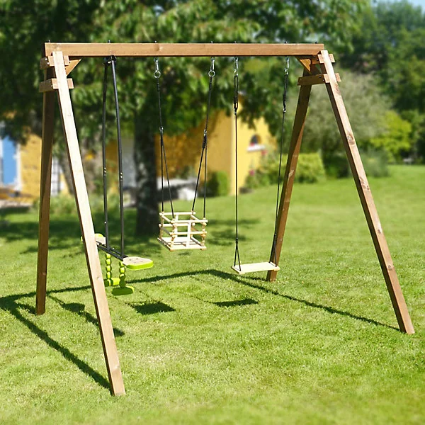 Portique balançoire Pierre en bois traité carré 3 agrès Soulet