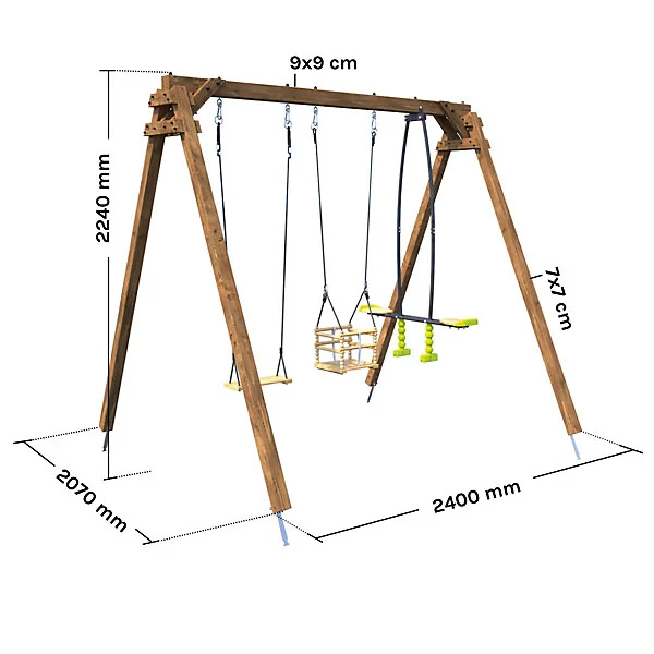Portique balançoire Pierre en bois traité carré 3 agrès Soulet