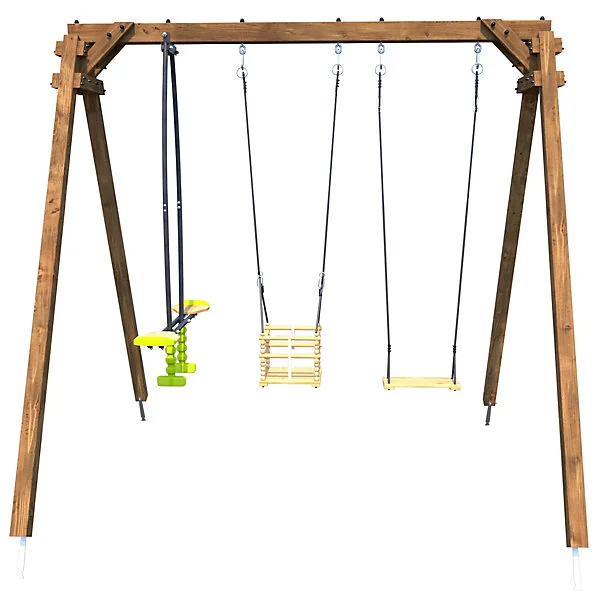 Portique balançoire Pierre en bois traité carré 3 agrès Soulet