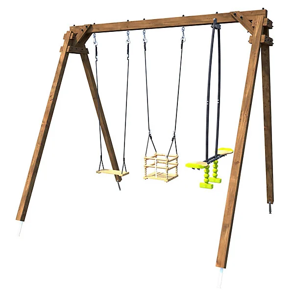 Portique balançoire Pierre en bois traité carré 3 agrès Soulet
