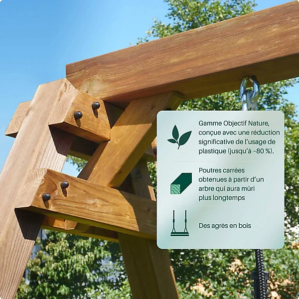 Portique balançoire Pierre en bois traité carré 3 agrès Soulet