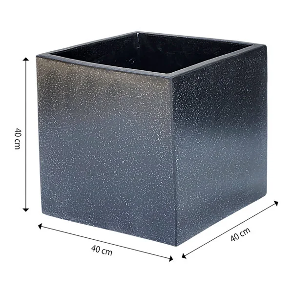Pot carré argile Verve effet ciment anthracite 40 x 40 x h.40 cm