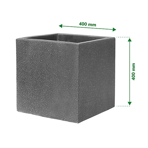 Pot carré argile Verve effet ciment anthracite 40 x 40 x h.40 cm