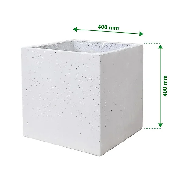 Pot carré argile Verve effet ciment gris clair 40 x 40 x h.40 cm