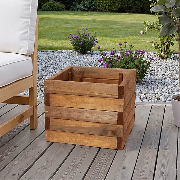 Pot carré bois Blooma Bopha marron 40 x 40 x h.35 cm