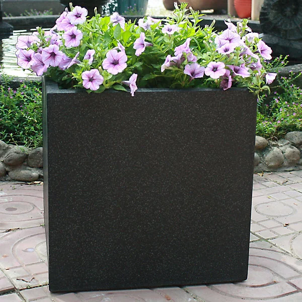 Pot carré ciment Blooma Hoa gris foncé 30 x 30 x h.30 cm