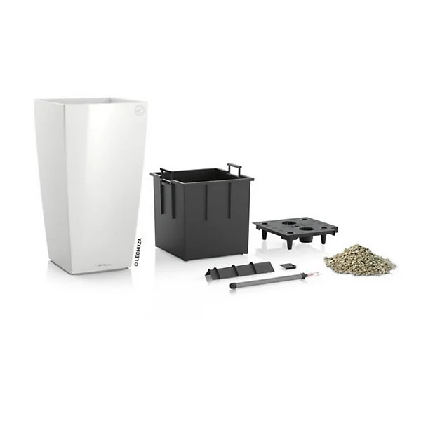 Pot carré Lechuza Premium blanc brillant 50 x 50 x h.95 cm