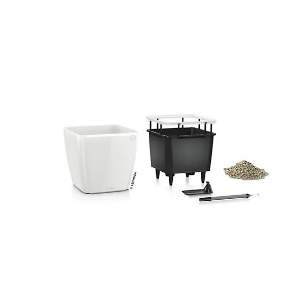 Pot carré Lechuza Premium LS blanc brillant 21 x 21 x h.20 cm