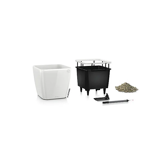 Pot carré Lechuza Premium LS blanc brillant 43 x 43 x h.40 cm